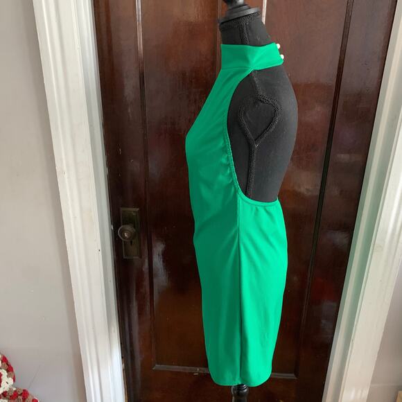 Green Rib Knit Mock Neck Backless Halter Dress Sz 10 Pretty Little Thing - Picture 11 of 13